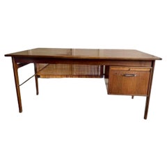 Vintage Mid-Century Modern Executive Desk with Slide Out Tray and One Drawer