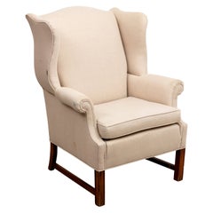 Upholstered Armchair in Beige Linen