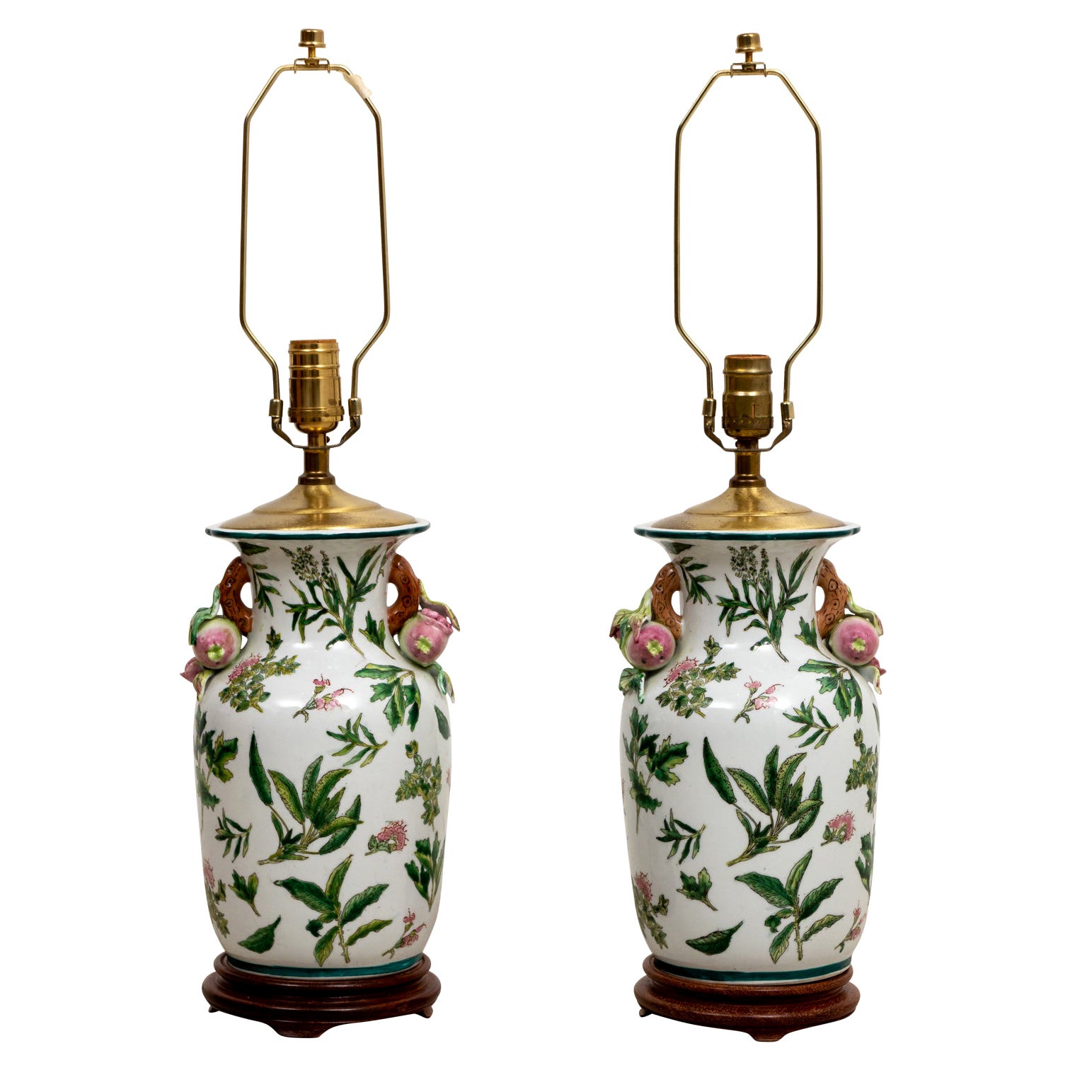 Pair of Chinese Export Painted Table Lamps For Sale