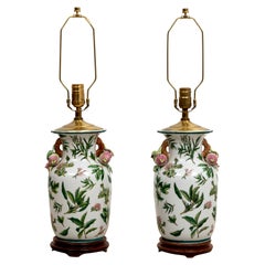 Pair of Chinese Export Painted Table Lamps