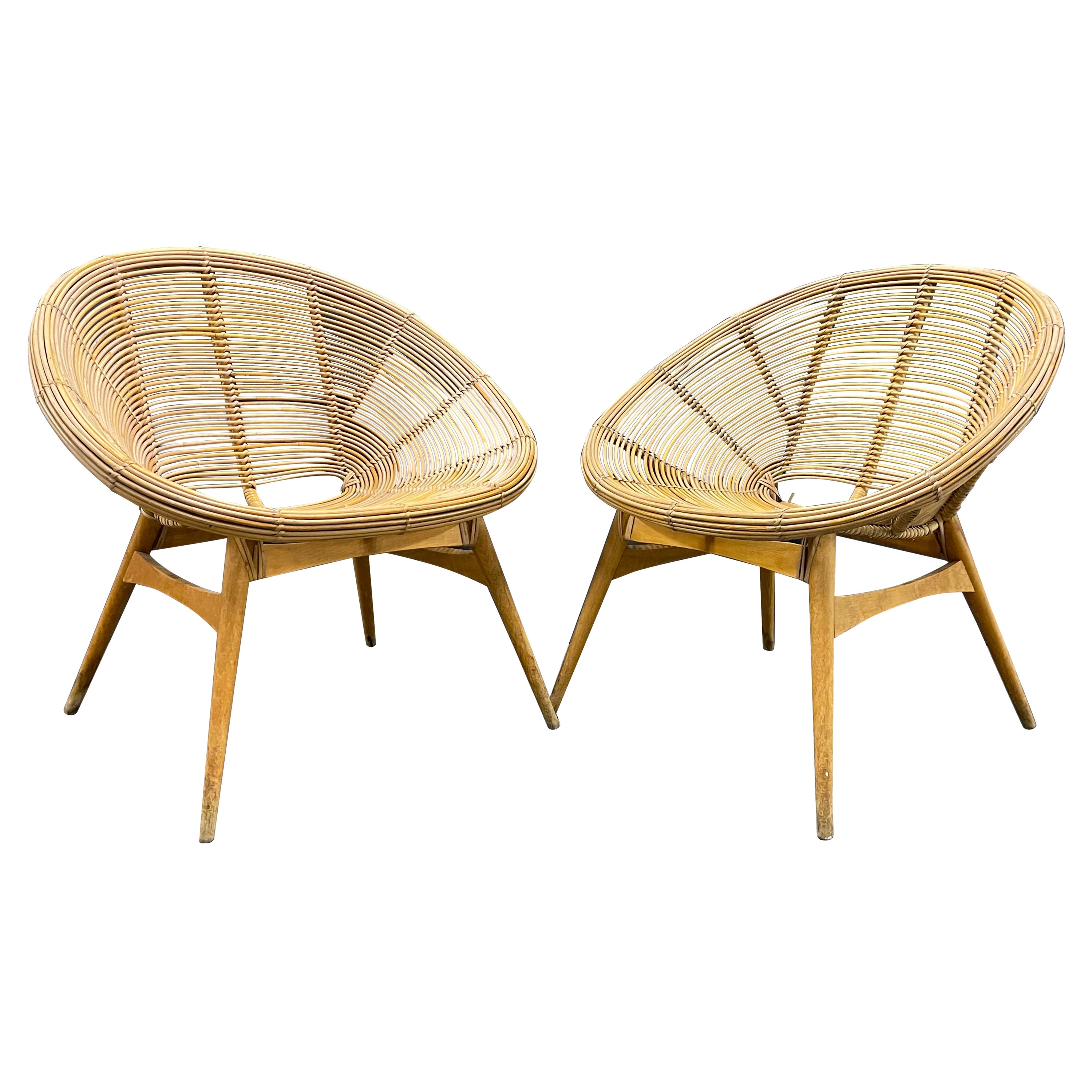 Set of Two Wonderful Bamboo Lounge Chairs
