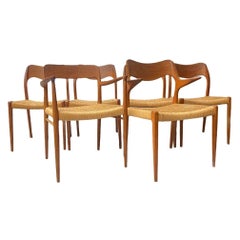 1960s Danish Modern Jl Moller Chairs with Caning, Set of 6