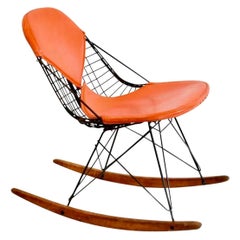 Chaise d'appoint à bascule Eames Rkr moderne du milieu du siècle dernier, 1ère génération