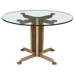 Brass Cast Dining Table by Luciano Frigerio, Brutalist, Italy, Hollywood Regency