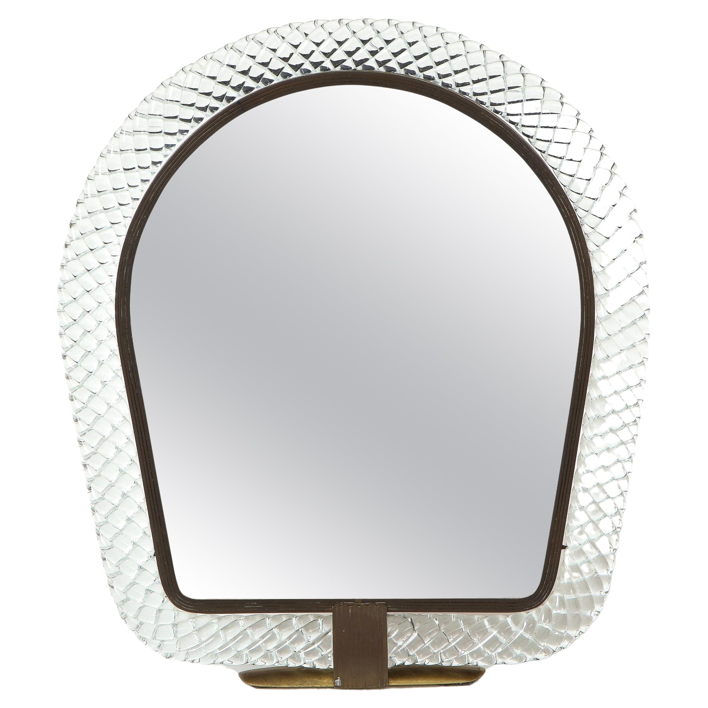 Carlo Scarpa for Venini Treccia Table or Vanity Mirror, Signed, Italy, 1930s