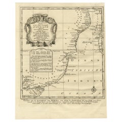 Original Detailed Antique Map of the East Coast of Africa, 1747