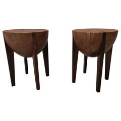 Miles & May Pair "RD Stool" Side Tables Stools Walnut Wenge Mid-Century Inspired