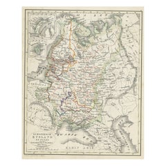 Antique Map of Russia in Europe and Poland from an d Old Dutch Atlas, 1852