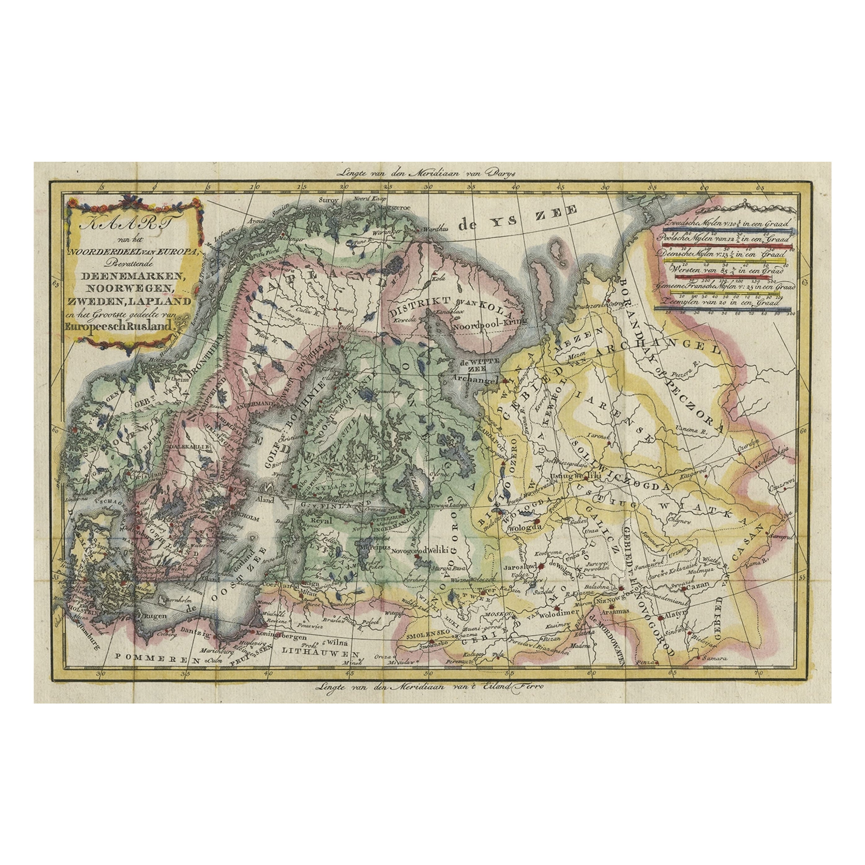 Uncommon Old Map of Lapland to Russia and Denmark to Kazan in the South, 1785 For Sale