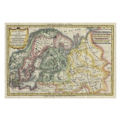 Carte ancienne peu commune de la Lapland à la Russie et du Danemark à Kazan dans le Sud, 1785