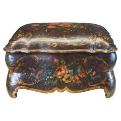 Baroque Revival Hand Painted Bombe Decorative Box Jewelry Chest Centerpiece