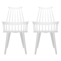 Set of 2 Kartell Comback Chairs in White with White Legs by Patricia Urquiola