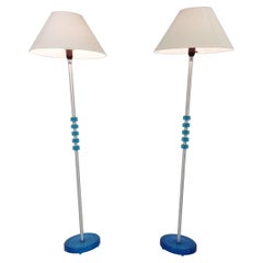 Carl Fagerlund Blue Glass Floor Lamps, Set of 2, 1960s