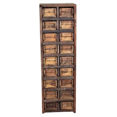 Vintage Late 20th Century Arts and Crafts Solid Teak Wood Apothecary Cabinet