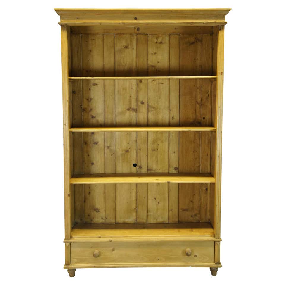 Rustic Farmhouse Style Whitewashed Bookcase For Sale at 1stDibs