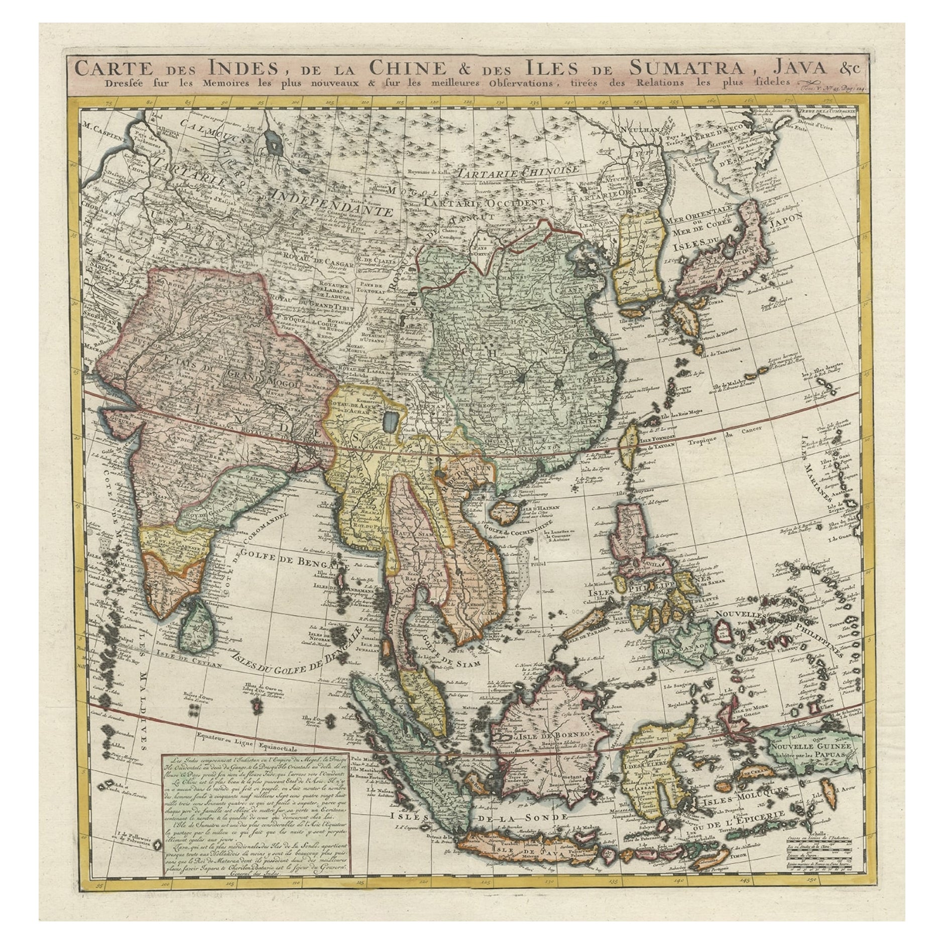 Detailed Original Antique Map of India, Southeast Asia and the Far East, 1719 For Sale