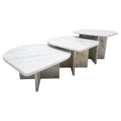Mid-Century Modern Marble Nesting Table Attributed to Ronald Schmitt, 1980s