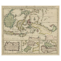 Old Map of the East Indonesian Islands Borneo, Celebes, New Guinea, Bali, 1792