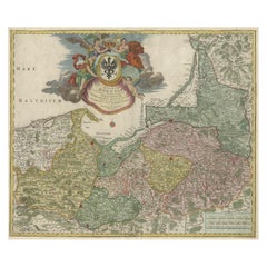 Original Old HandColored Map of the Baltic Region from Memel to Pomerania, c1720