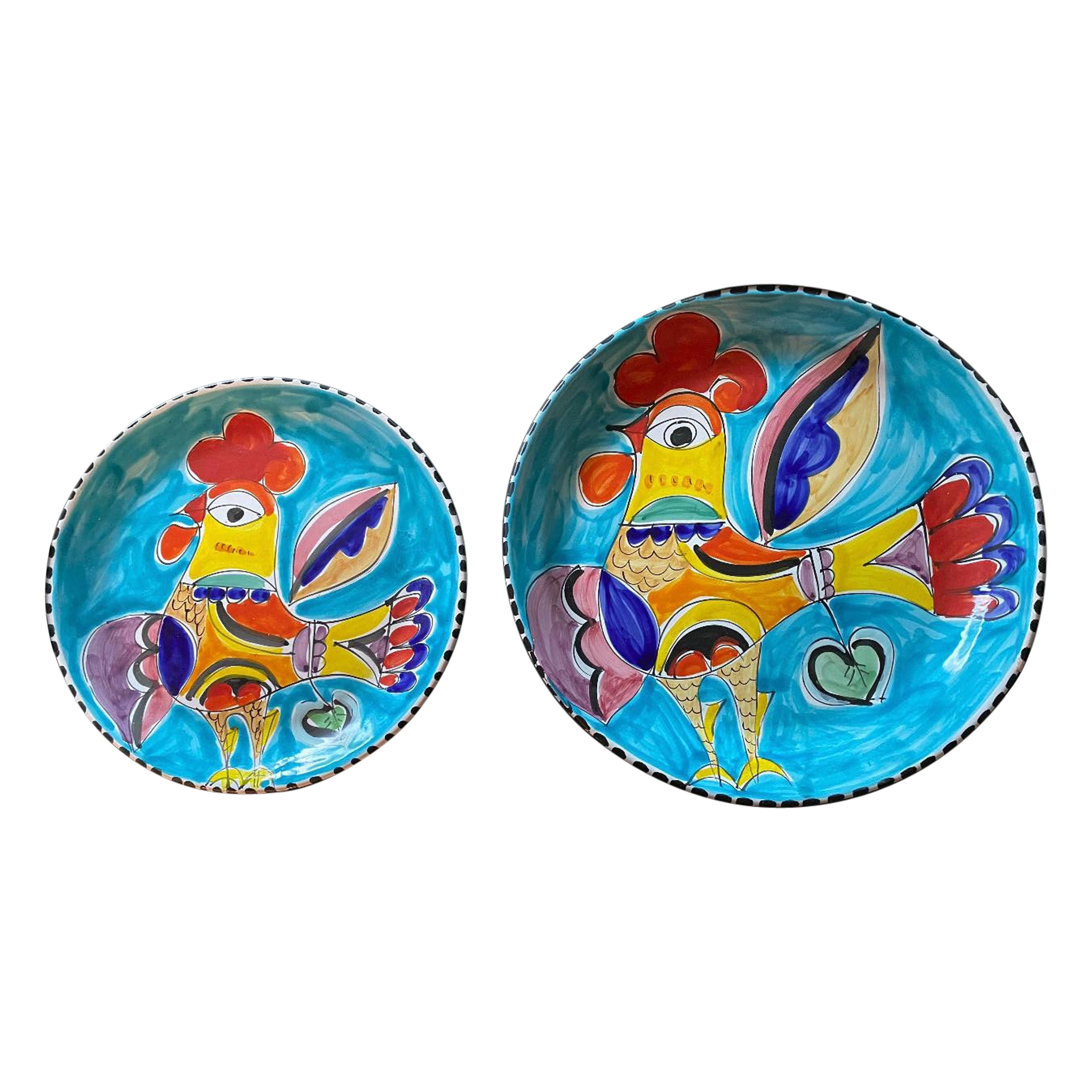 Pair of Large and Vibrant La Musa Serving Platters for Macy's For Sale