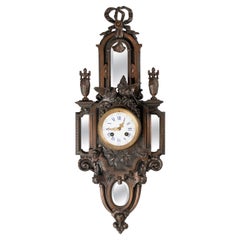 19th Century Louis XVI Style Spelter Wall Cartel Clock