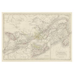 Antique Map of South-West Canada incl Quebec, New Brunswick & Nova Scotia, c1820