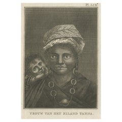 Antique Print of a Woman of the Island of Tanna, New Hebrides, 1803