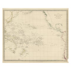 Mapa antiguo de Australasia, Nueva Zelanda, Polinesia y el Océano Pacífico, 1840