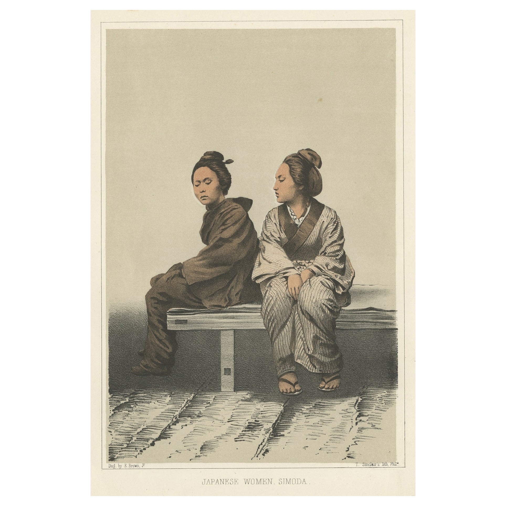 Antique Print titled 'Japanese Women, Simoda', 1856