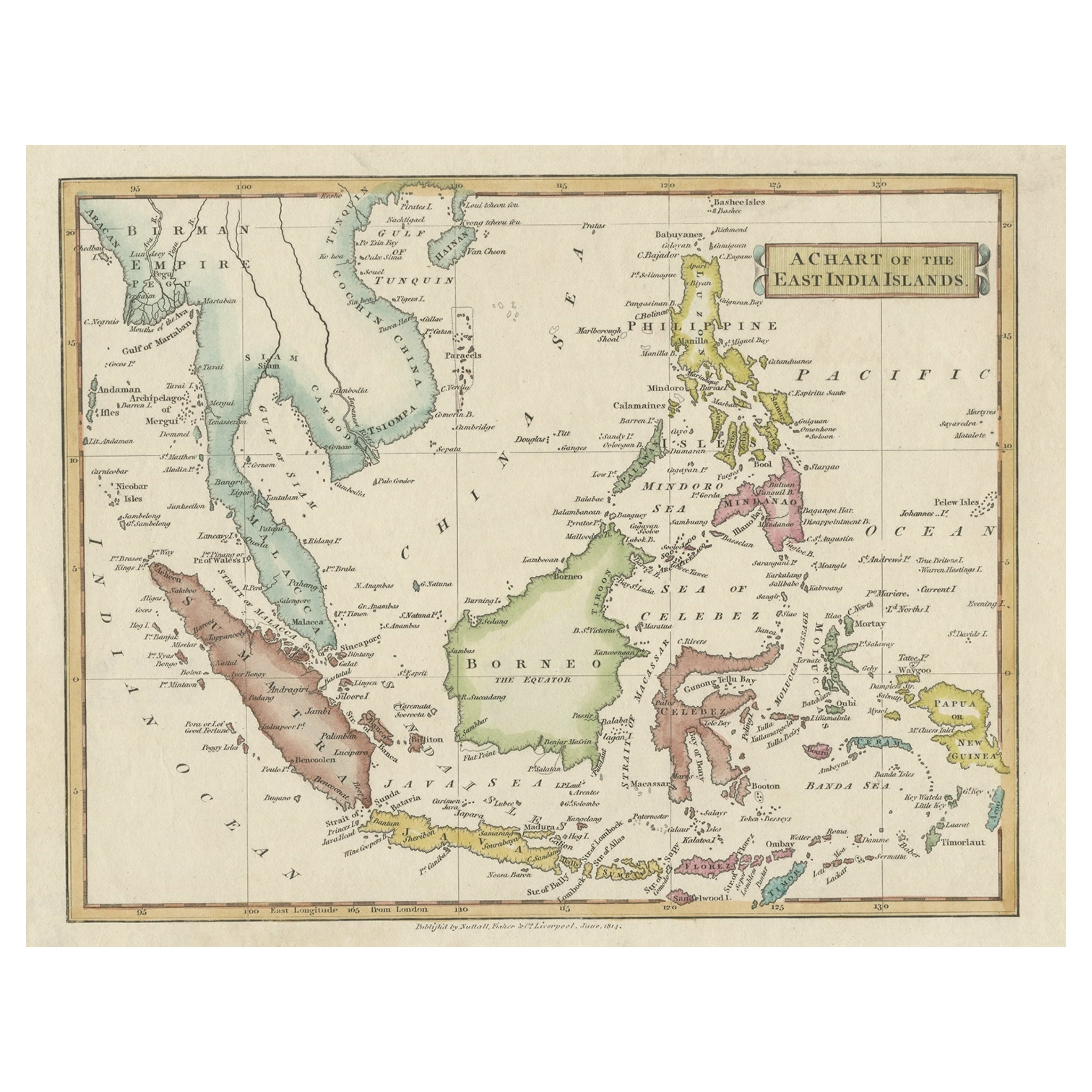 Carte ancienne originale des îles de l'Inde orientale « Indonésie », vers1820 en vente