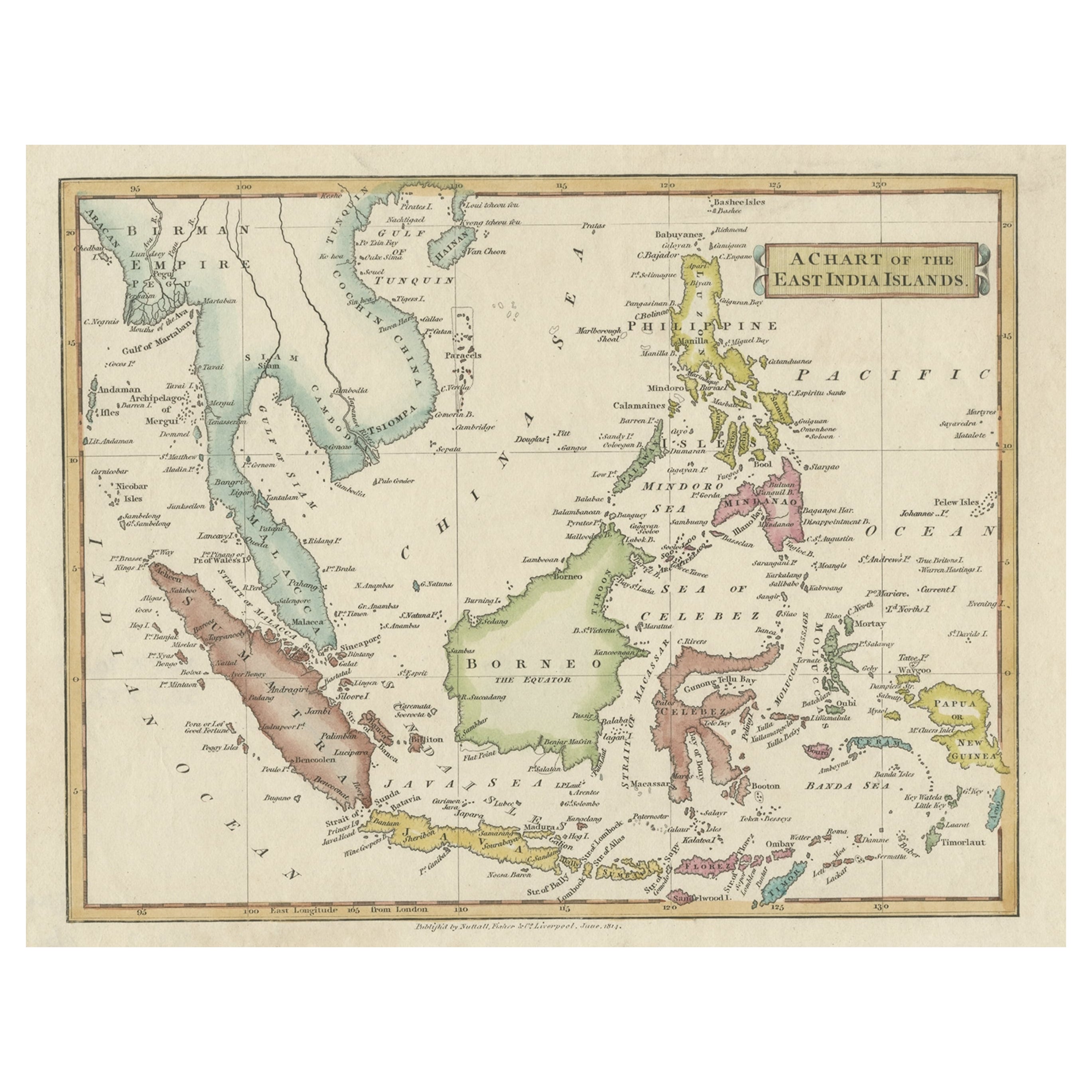 Original Antique Map of the East India Islands 'Indonesia', ca.1820