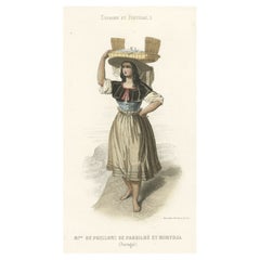 Antique Old Print Depicting a Fisherman's Wife from Pardilhó, Portugal, 1850
