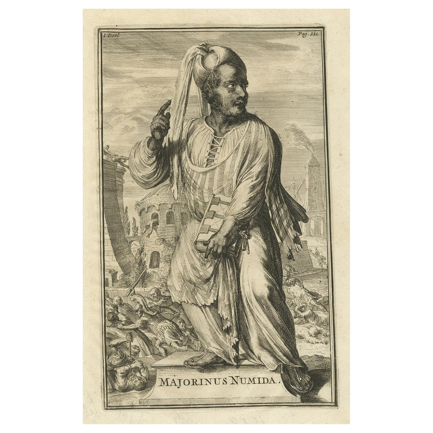 Antique Engraving of Majorinus, Bishop of Carthage of the Donatist Sect, 1701 For Sale