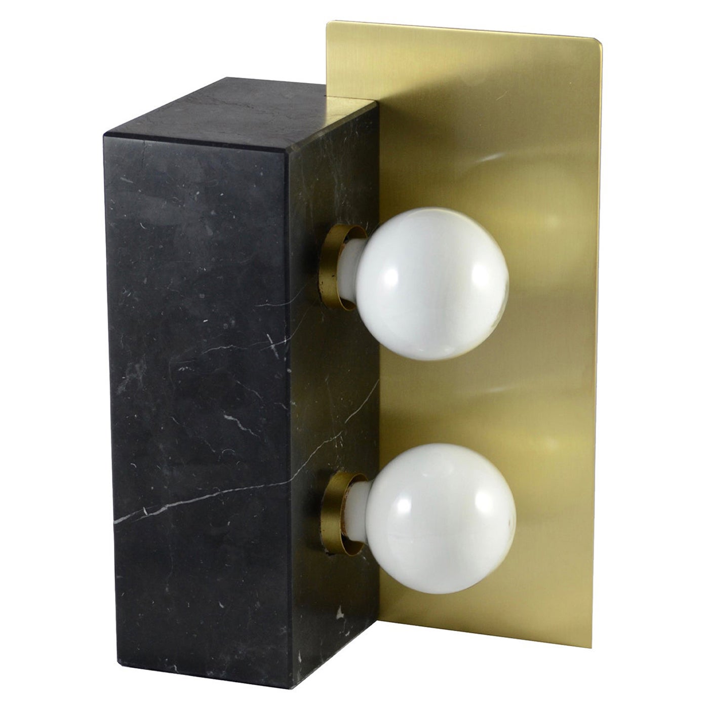 Cubus in Satin Marquinha Marble and Satin Brass Table Lamp For Sale