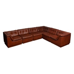 1970's Six Elements Sectional Sofa in Brown / Cognac Leather by Laauser Germany