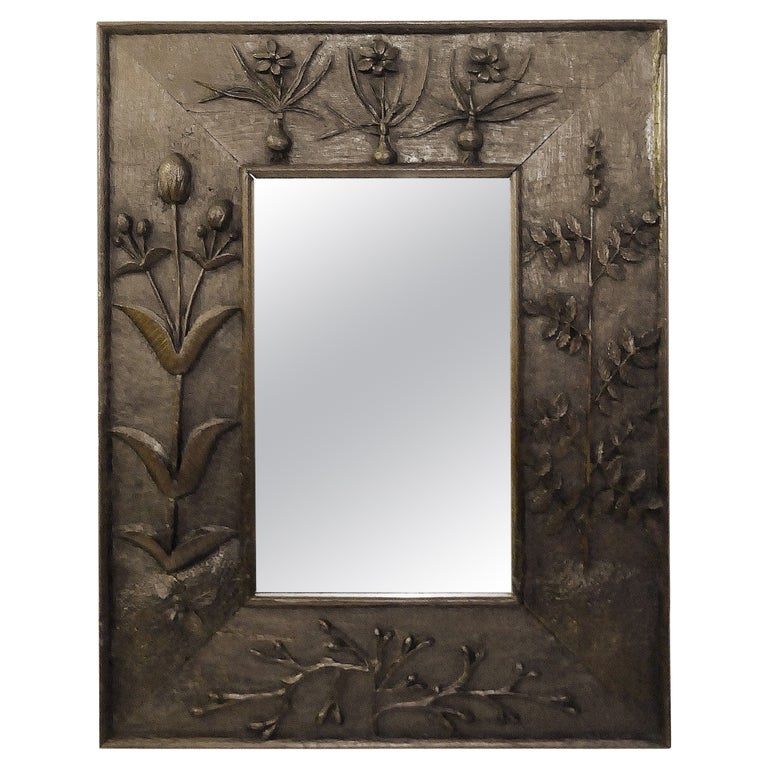 Miroir avec cadre en bois massif sculpté à motifs de plantes En vente sur  1stDibs