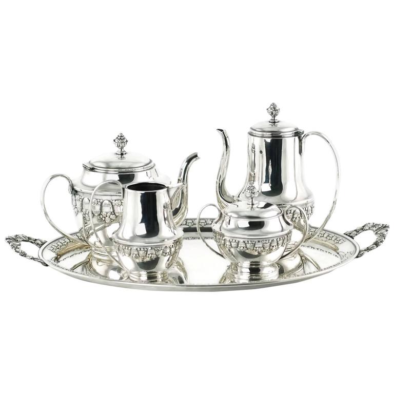 Wolkenstein And Glückselig Silver Plated Tea Set After Emanuel Josef Wolkenstein Glückselig Silver Plated Tea Set After Emanuel Josef Margold For