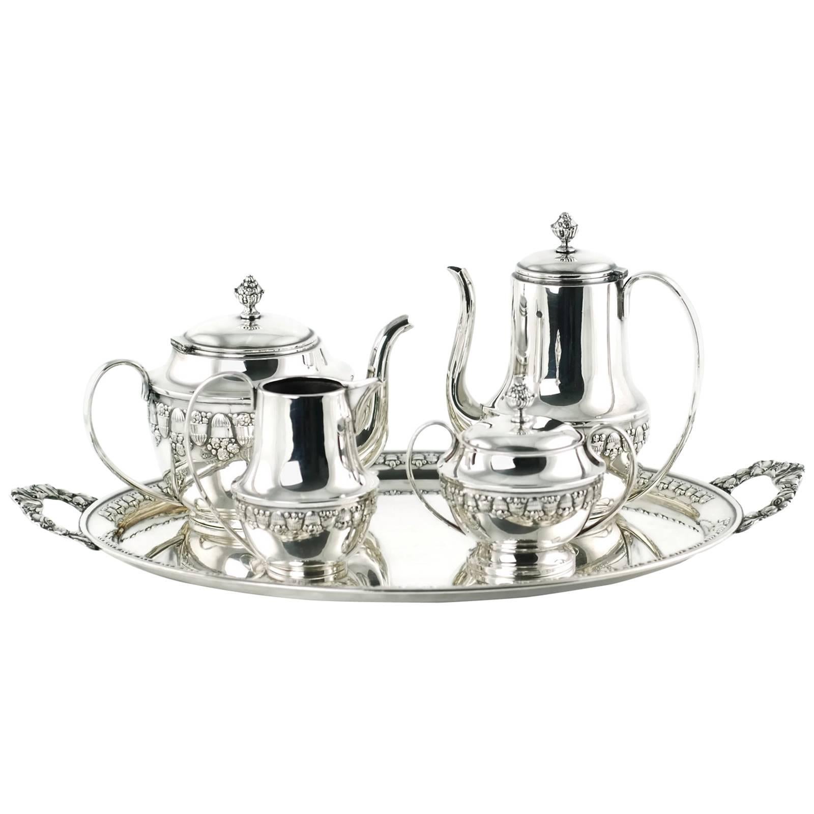 Wolkenstein & Glückselig Silver Plated Tea Set after Emanuel Josef Margold