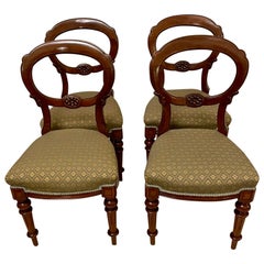 Antique Victorian Quality Mahogany Set of Four Balloon Back Chairs