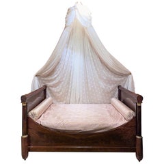 19th Century French Empire Mahogany Bed Nicely Appointed with a Canopy