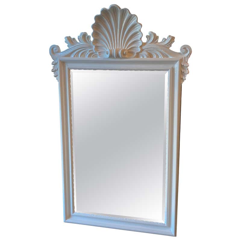 Vintage Ruffle Scalloped White Lacquered Wall Mirror at 1stDibs | white ...