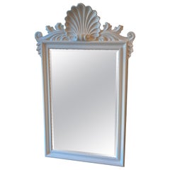 Vintage Palm Beach Shell Seashell White Lacquered Wall Mirror