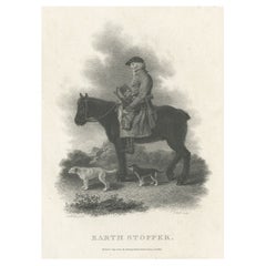 Antique Old Print of an Earth Stopper, Who Stops Up Fox Holes Prior to a Hunt, 1801