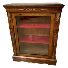 Antique Victorian Figured Walnut Inlaid Display Cabinet 