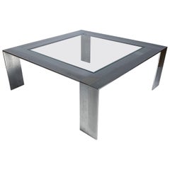 Vintage Steel and Glass Coffee Table by DIA