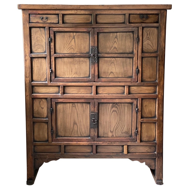 Korean Tansu Elmwood Cabinet, Early 20th Century For Sale