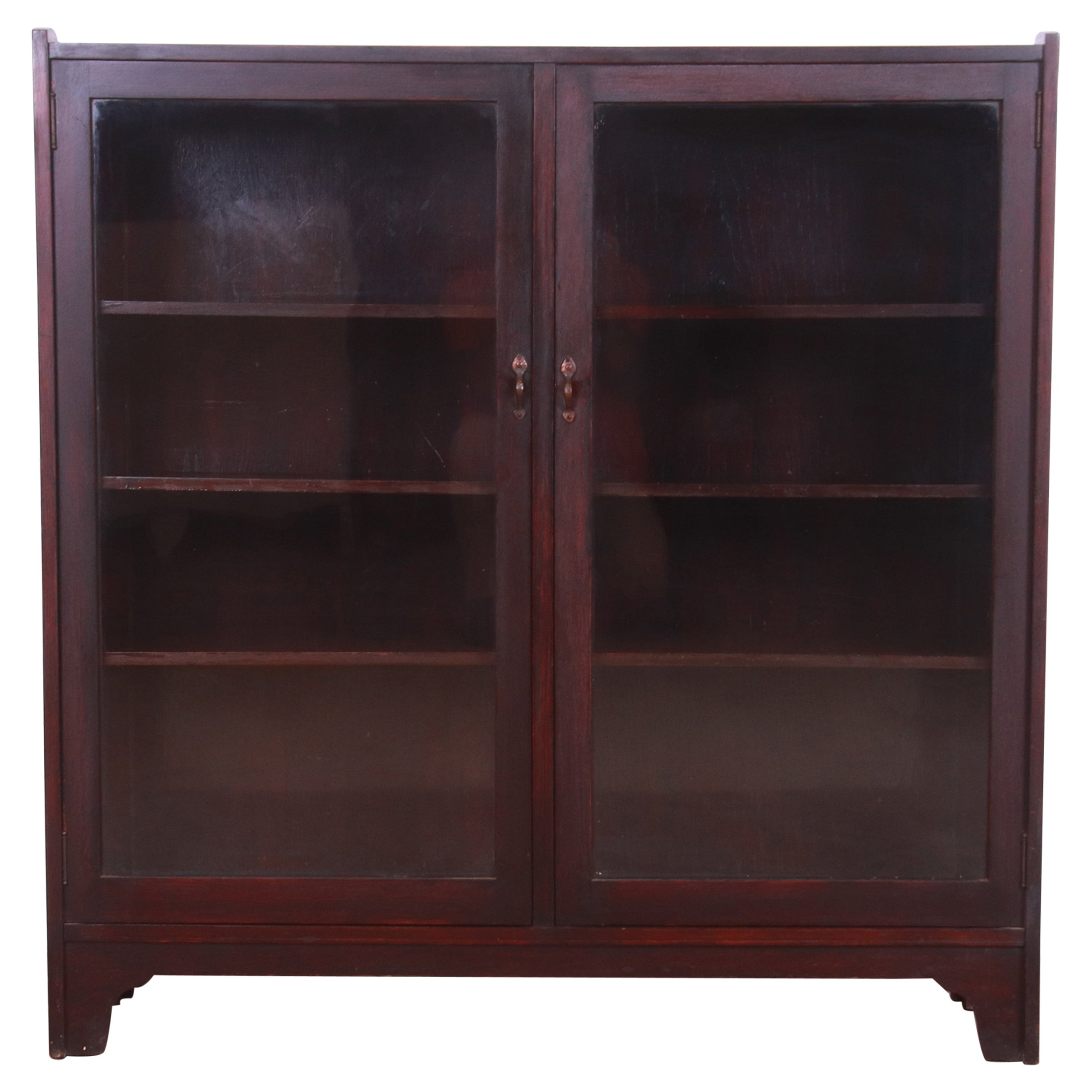 Stickley Brothers Antique Mission Oak Arts & Crafts Double Bookcase, Circa 1900 For Sale