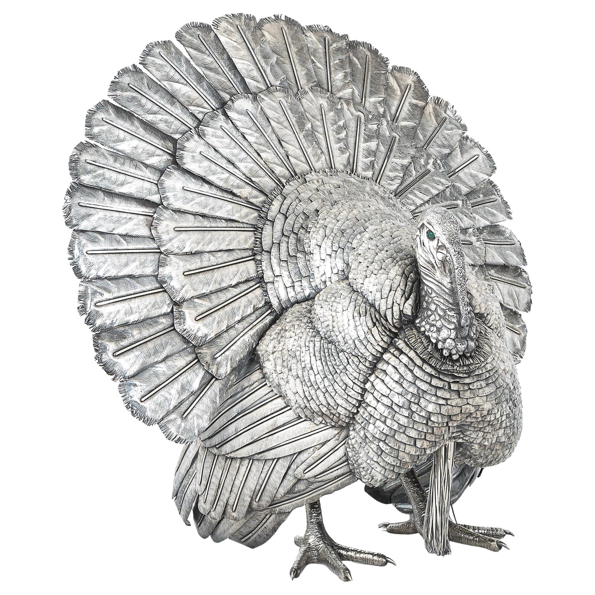 Mario Buccellati 20th Century Italian Silver Turkey, Thanksgiving For Sale