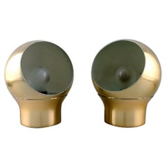 Pair of Hemi Table / Wall Lamps in Brass, Swedish Design, 1970s