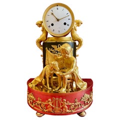 Empire/Restauration Style, Gilt Bronze Clock, 19th Century
